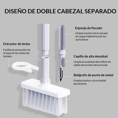 KIT LIMPIADOR: Cepillo 5 en 1 para Teclados, Audífonos y más