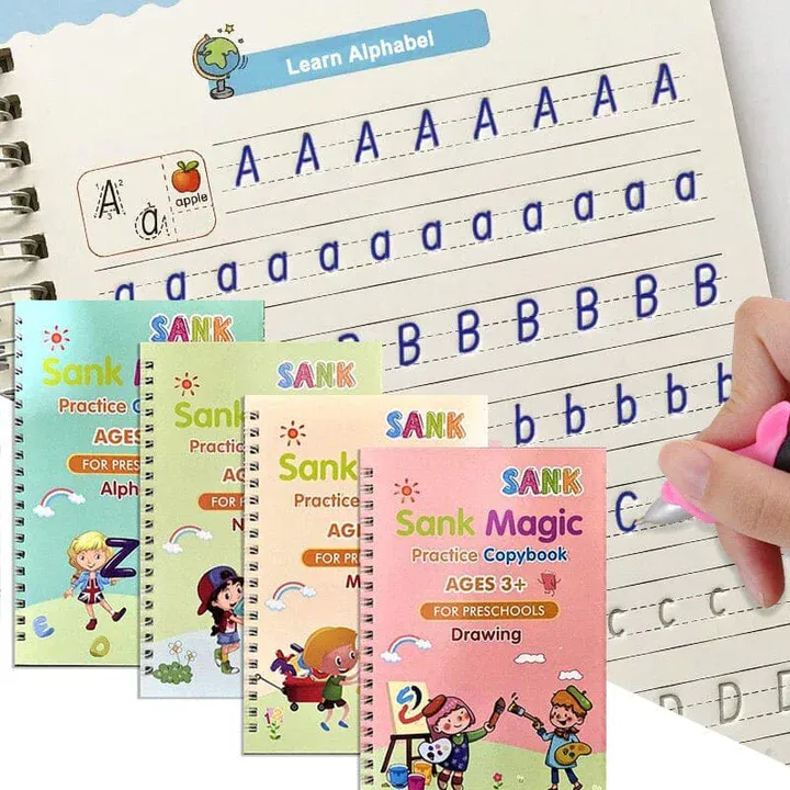 SET de 4 Cuadernos para Caligrafía: ¡Aprende a escribir letras y números de forma divertida y fácil! - SET de 4 Cuadernos para Caligrafía