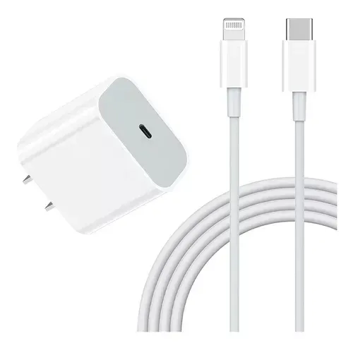Cargador iPhone 20W Carga Rápida + Cable: ¡Potencia al Instante!