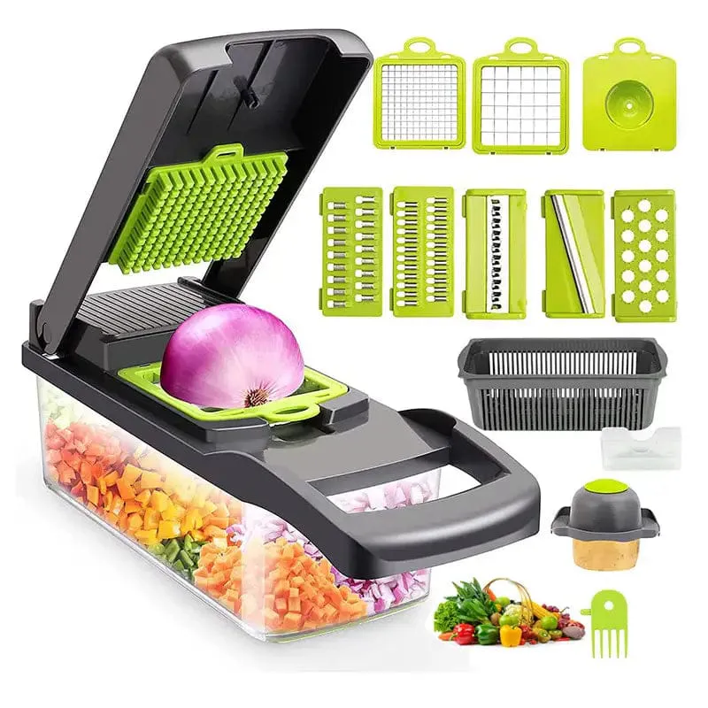 SET DE PICAR VERDURAS: ¡Cocina más rápido y saludable! - RAYADOR DE VEGETALES MULTIFUNCIONAL