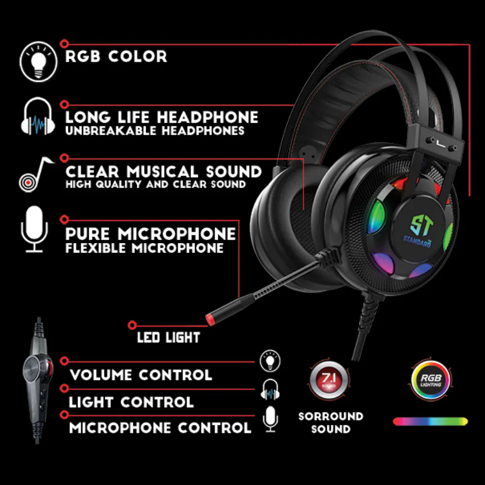 Diadema Gamer RGB con Micrófono V10: ¡Experimenta el Sonido Inmersivo! - Diadema Gamer Rgb Microfono V10