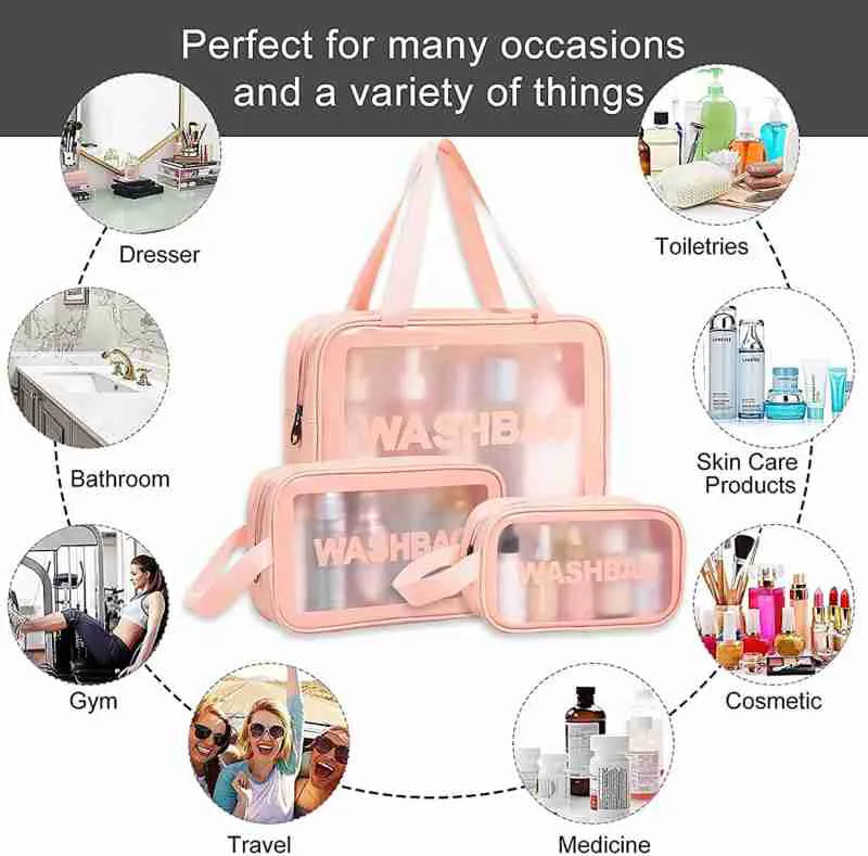 Cosmetiquera Set Tres Tamaños Viaje: El Compañero Perfecto para Tus Aventuras - Cosmetiquera set Tres tamaños Viaje