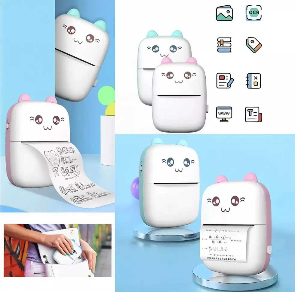 Mini Impresora + Cinco Rollos: Imprime Stickers y Crea en Cualquier Lugar - mini impresora + cinco rollos