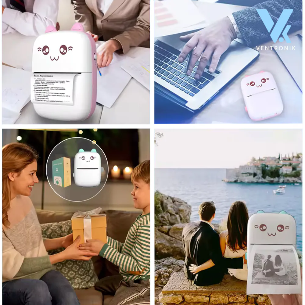 Mini Impresora + Cinco Rollos: Imprime Stickers y Crea en Cualquier Lugar - mini impresora + cinco rollos