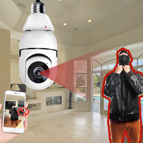 Cámara Bombillo de Seguridad 360°: Vigilancia Total para tu Hogar - Camara bombillo de seguridad 360°