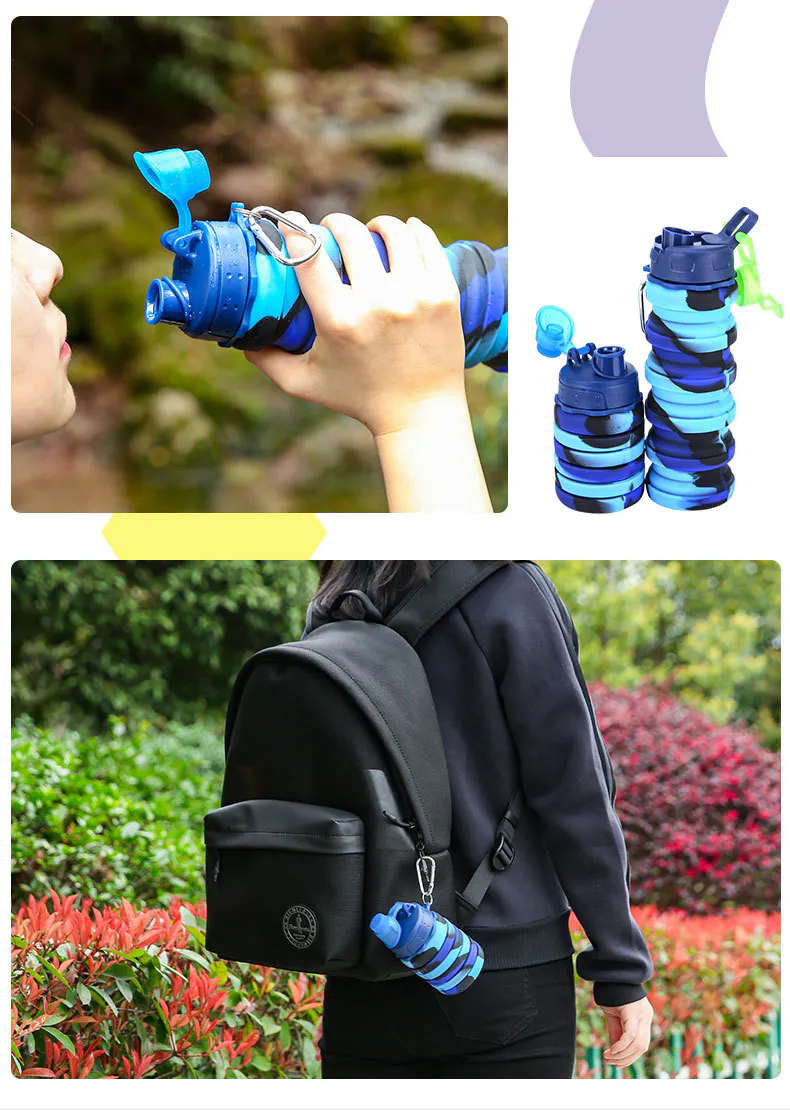 BOTELLA DE AGUA PLEGABLE EN SILICONA: ¡La solución perfecta para la hidratación en movimiento!