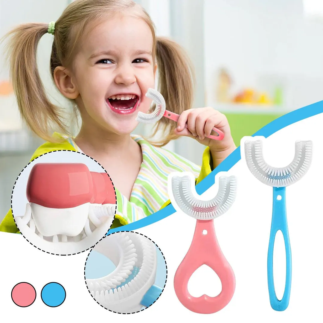 Cepillo de Dientes de Silicona en Forma de U para Niños: ¡Cepillado Divertido y Saludable! - cepillo de dientes en silicona 2 a 6 año