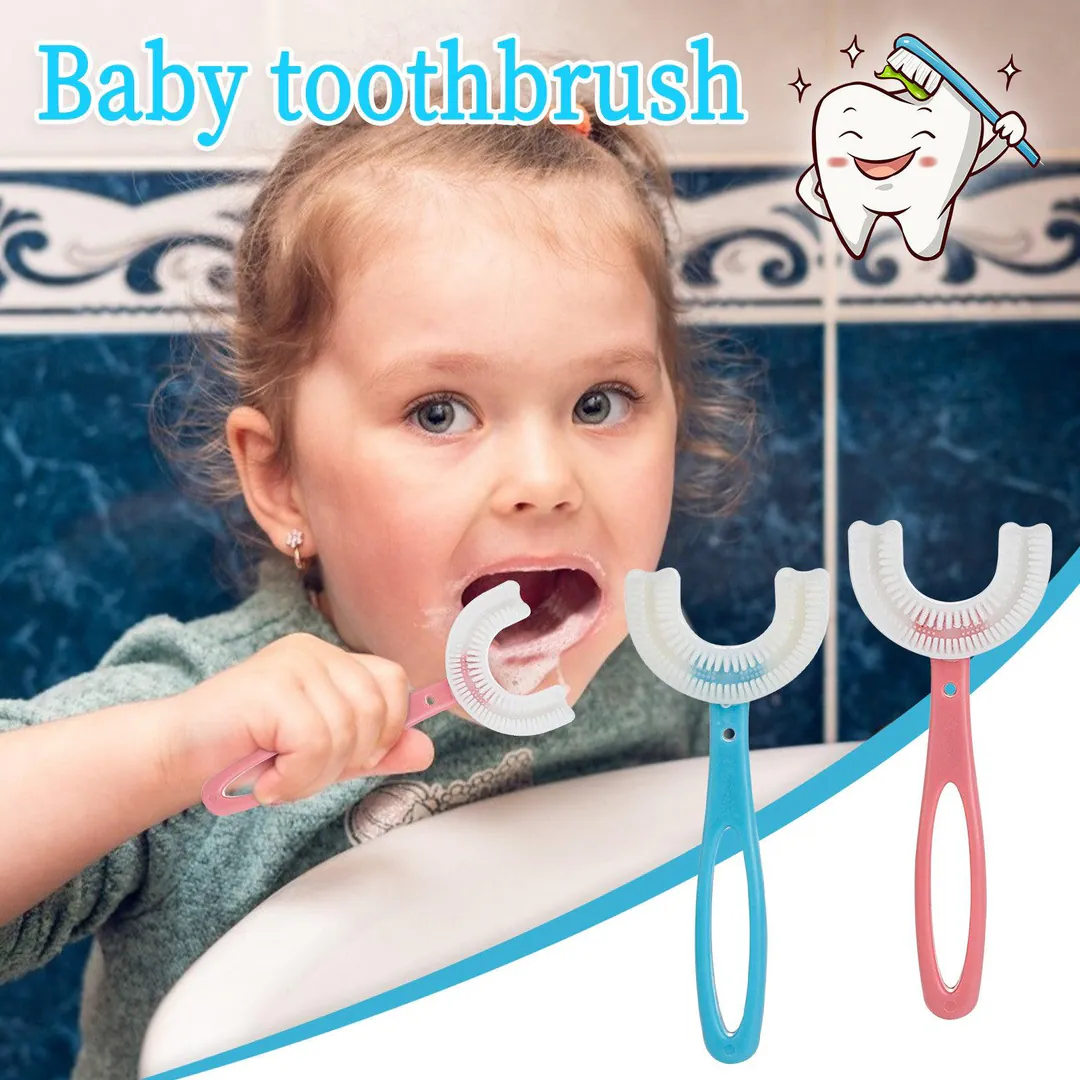 Cepillo de Dientes de Silicona en Forma de U para Niños: ¡Cepillado Divertido y Saludable! - cepillo de dientes en silicona 2 a 6 año